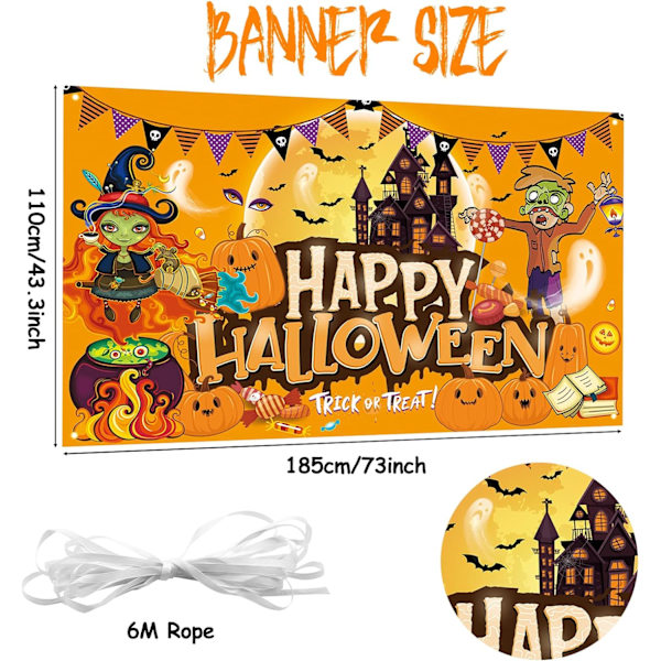 Skrämmande tyg- och spindelnätdekor - 500x200cm - Haunted Party