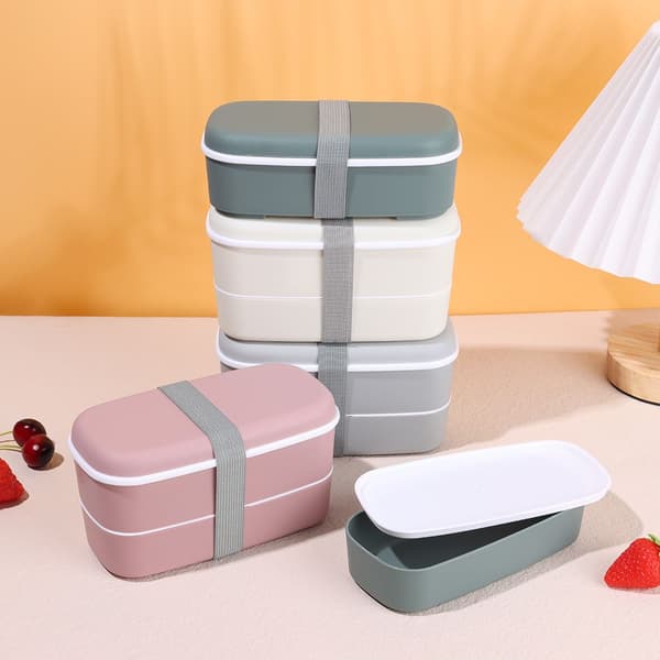 Dubbellager Bento Box Miljövänlig Lunchbox grey
