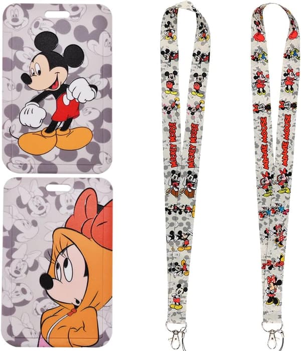 Mickey Minnie Nøglering, 2 Sæt Nøglering med Kort Holder, Nøglering N