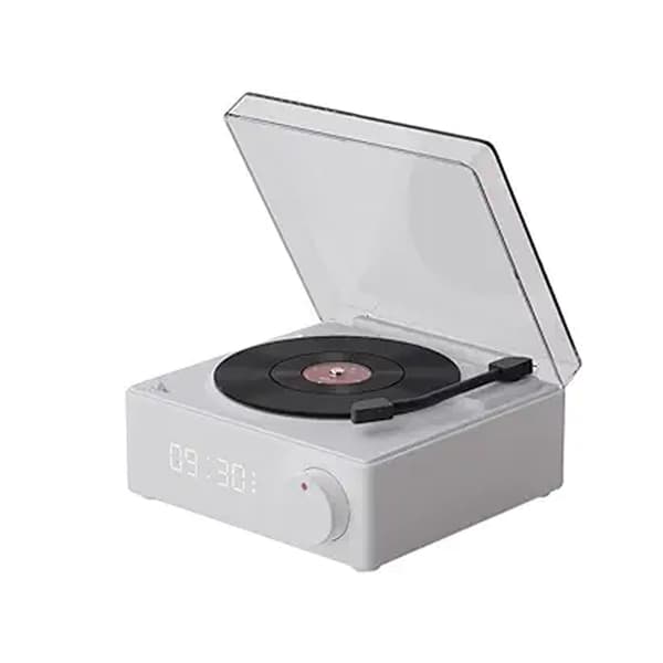 (Vit) Retro Vinyl Skivspelare Stil Bluetooth Högtalare Gramoph