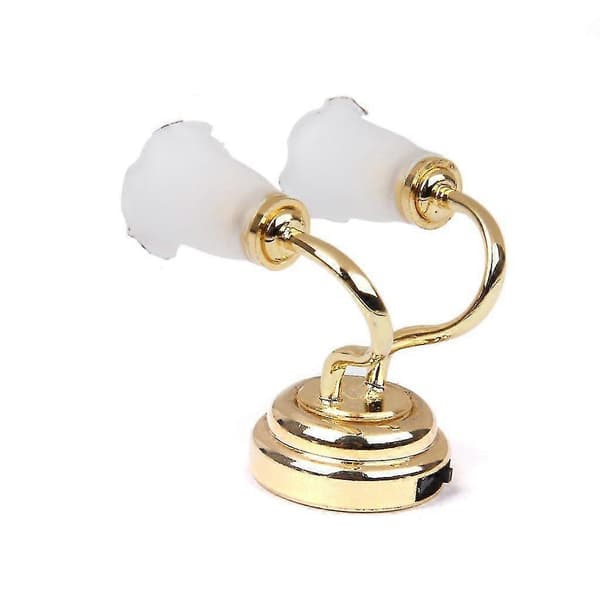 1:12 Dukkehus Miniature Led Mini Dobbelt Hoved Væglampe Lys