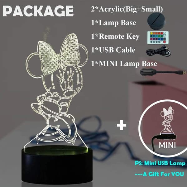 Minnie Mice Mouse Fairy 3D LED Night Light Mickey Friend Fig