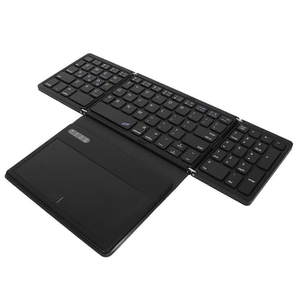 Foldbar Bluetooth Tastatur Lav Latency Bluetooth 5.1 Fuldstørrelse Tastatur med Stor Touchpad til IOS til Android til Windows