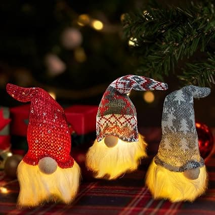 3st Christmas Elf Night Lights (röd, grå, randig)