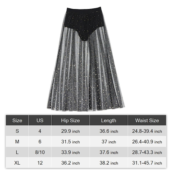 2 i 1 Galaxy Mesh Kjol Maxikjol SVART SS Black S-S