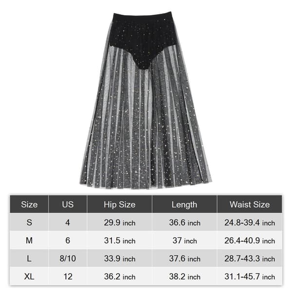 2 i 1 Galaxy Mesh Nederdel Maxinederdel SORT SS Black S-S