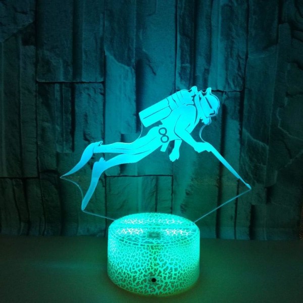 3D Diver Night Light Lamp Illusion Night Light 7 Color Chang