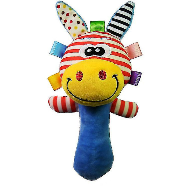 Wholeslae 10st/lot Mjuk Baby Toy Bb Ring Hand Bell Baby Rattle Tidig pedagogisk docka Tecknad Djur Musikaliska plyschleksaker