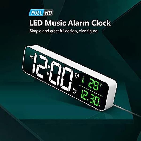 Digital Väckarklocka LED-Skärm Datum & Temperaturvisning Snooze Enkla Digitala Klockor För Sovrum Sängbord Vit