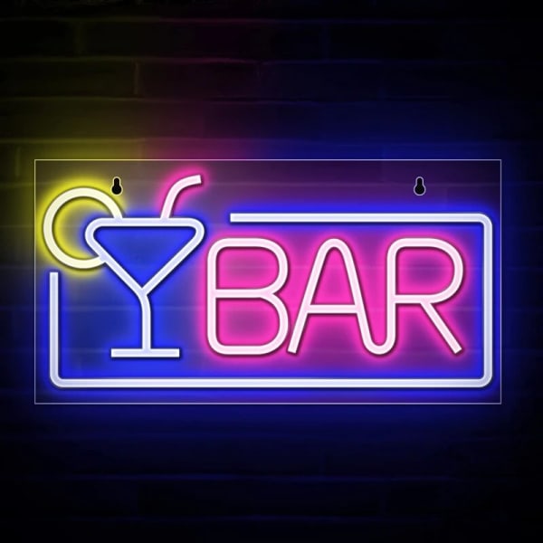 Bar Neonljusskylt Fest Neon Vinglas Lampa Väggkonst Bedr