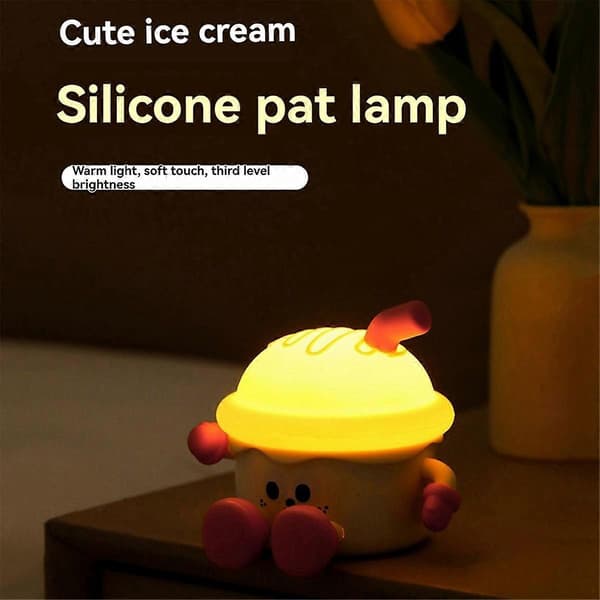 Bursdagskake Nattlys Pynt Nattbordslampe Sensor Klappelampe Søt Gave til Kjæreste Barn Hvit