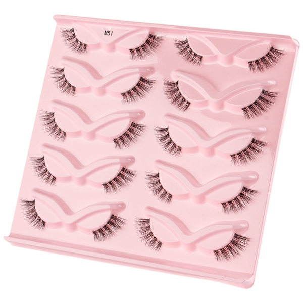 Halvfransar Naturligt utseende Wispy at-Eye Ögonfransar 3D lösögonfransar Fluffy-Soft 10 Par Faux Mink Fake Lashes Sets C