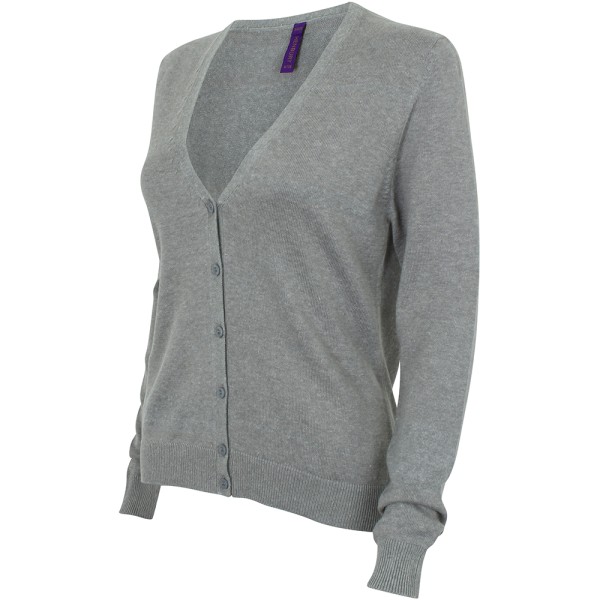 Henbury dam/dam v-ringad cardigan  skiffergrå Slate Grey Marl 2XS