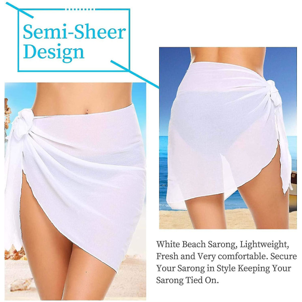 2 stk. Beach Wrap Sarong, Sort Hvid Halv Beach Cover Up Saronger Og Wraps