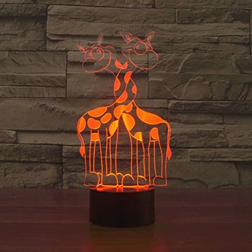 3D Dobbelthode Giraff Bordlampe Nattlys 3D LED USB 7 F