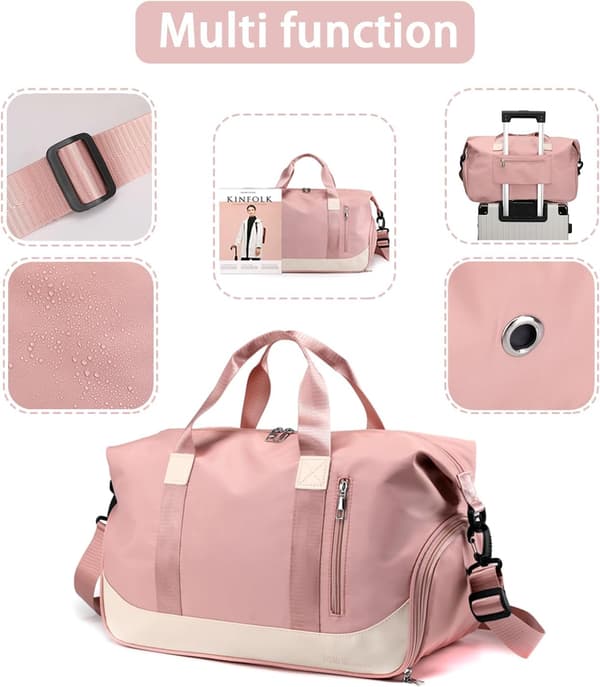 Duffelbag for menn og kvinner - rosa - med skoskap og w