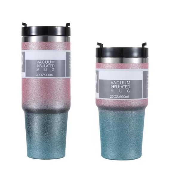 30oz tumlare i rostfritt stål, isolerad mugg tumlare med sugrör pink blue 20oz