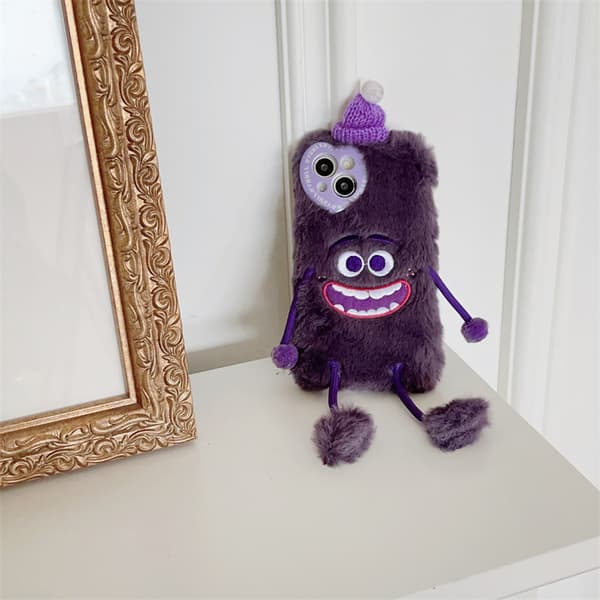 Violetti hauska pehmohirviöpuhelinkotelo, iPhone14