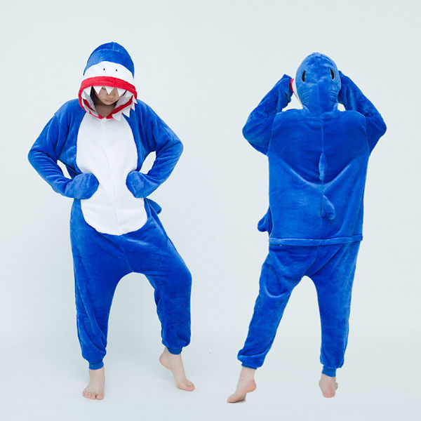 Söpö sarjakuva-anime-eläinpyjama miehille ja naisille Blue Shark M