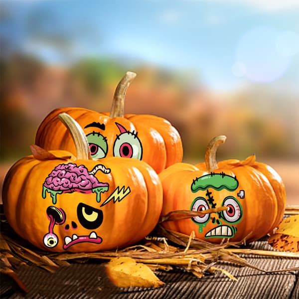 Halloween Gresskar Dekorasjonsklistremerker Mini Lag Gresskaransikt 1