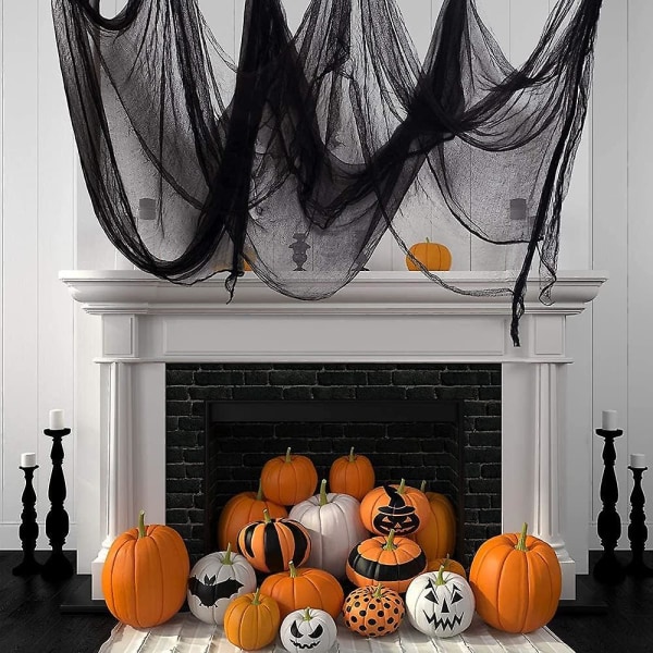 Skremmende svart stoff - 200x500cm Halloween-gassbind for spøkelseshusfest