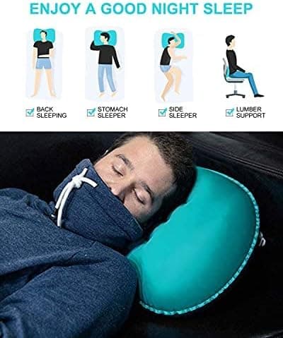 Uppblåsbar campingkudde med förvaringsväska Blue