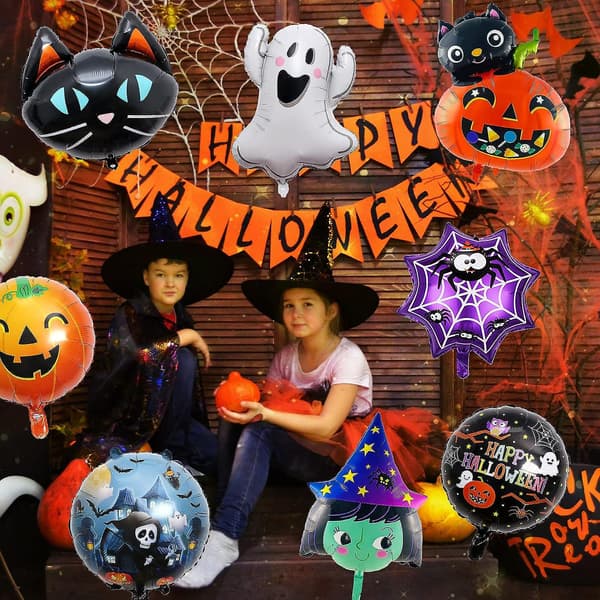 8 st Halloween set - pumpahäxa skalle Katt