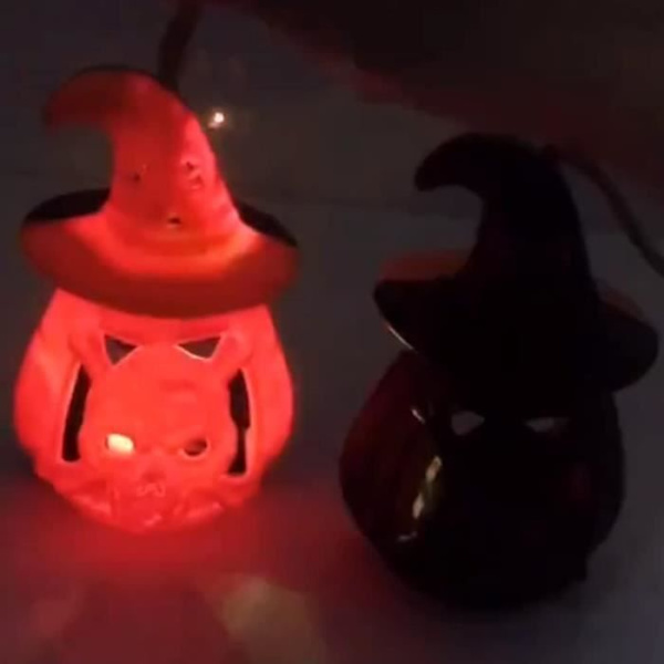 Halloween hængende græskar LED-lanterne, Halloween-dekorationer, legetøj til børn, sort[999]