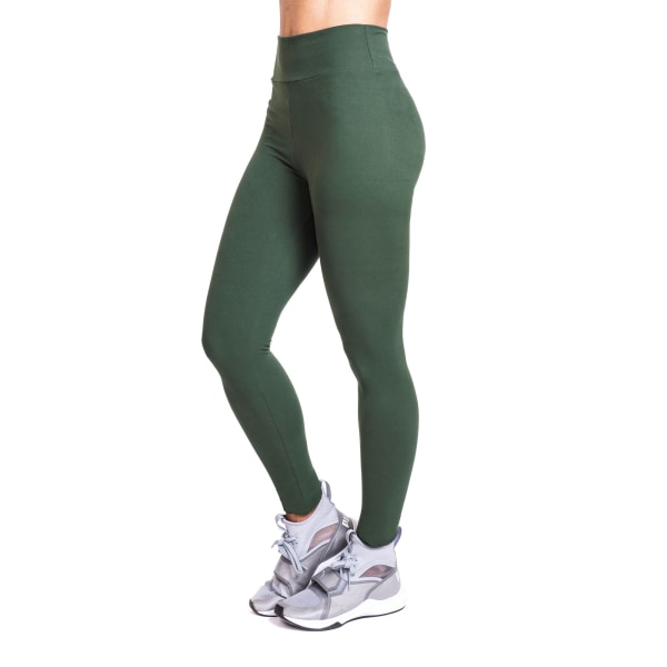 Kvinnor med hög midja stretch Yogabyxor Damer Skinny Solid Leggings green,3XL