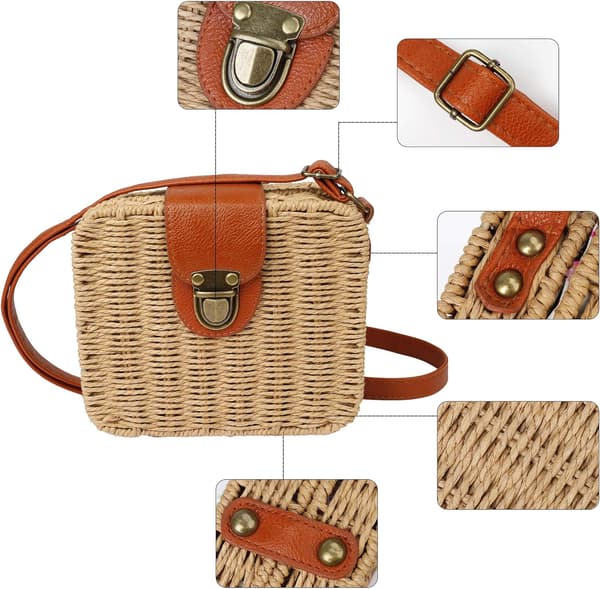 Axelväskor Halmväska Cross Body Summer Beach Purse Small Woven