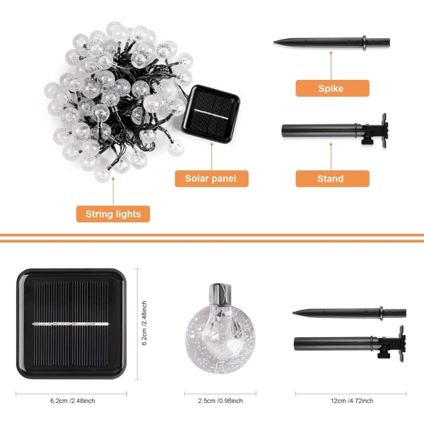 Utendørs Solar Christmas Fairy Lights Varm Hvit 30LED 6,5m Solar