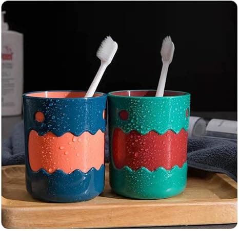 Tandborstmugg med tecknad liten monster, tvåfärgad, hushåll