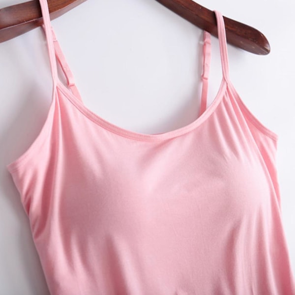Camisole-tröjor för damer med inbyggd bh-halsväst Vadderade linnen i passform Pink 4XL