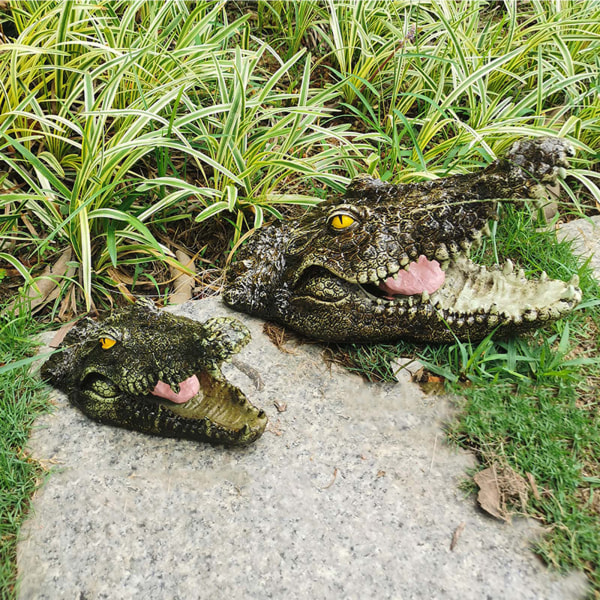 Flytande för krokodil för huvudet Vatten lockbete Simulering Realistisk Alligator Damm Pool Trädgård Konstdekoration