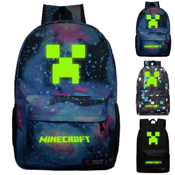 Minecraft Børn Studerende Skoletaske Rygsæk Rejserygsæk star blue