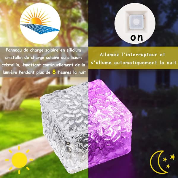 4 Vandtætte Solcelledrevne Jordlamper, 8 Lystilstande LED So