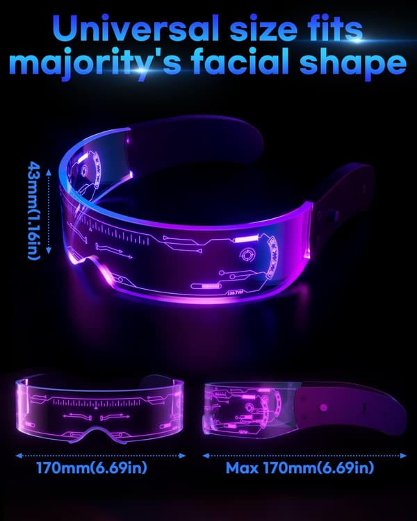 LED-briller - Lysende Briller Cyberpunk Futuristisk Neon Rave DJ