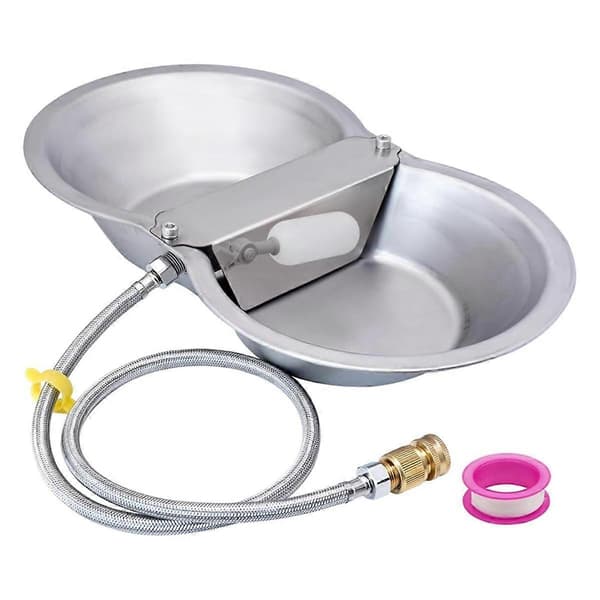 2 Gallon Stor Automatisk Vannbeholder for Hund, Flyteventilsett, Drikketrau i Rustfritt Stål for Dyr