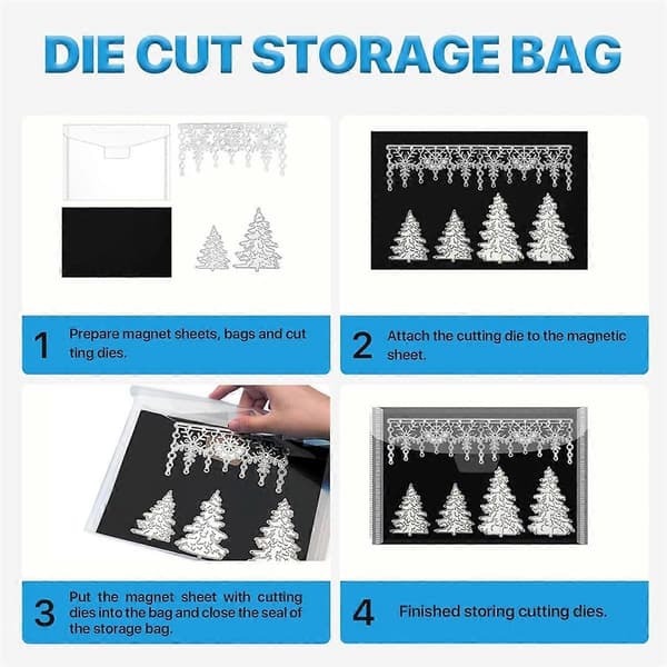 0,6 mm stark gummimagnetark och stämpelförvaringsväska, stansförvaringsset för förvaring, scrapbooking blå