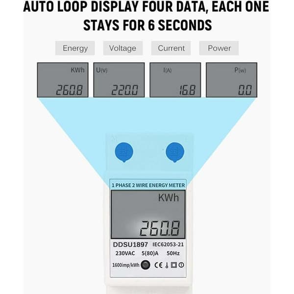 Enfas strømmåler, 80A 220V digital power M