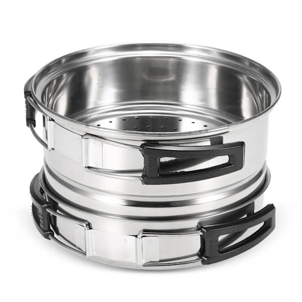3 st Camping Köksredskap Set Rostfritt Stål Gryta Pan Steam Rack Utomhus Hem Kök Matlagning Set