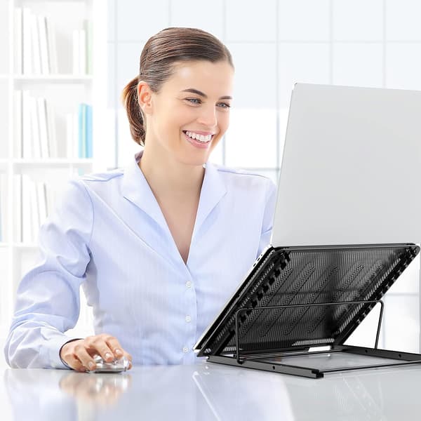 Bærbar computerstander, foldbar bærbar ventileret desktop laptopholder,
