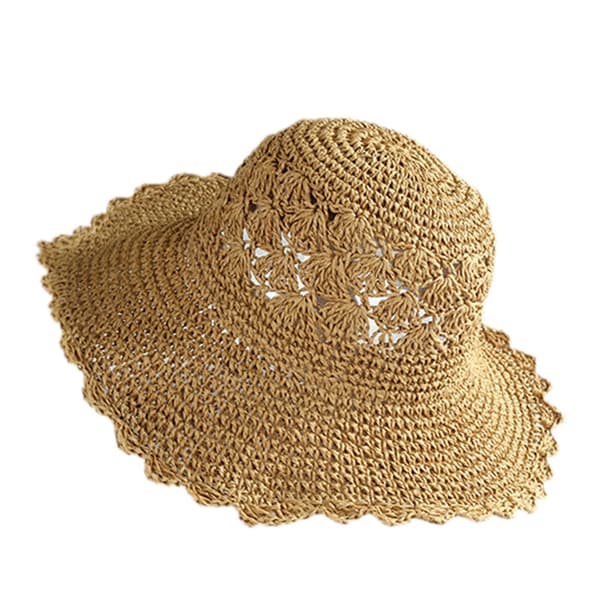 ##/Høstdam Straw Hat med Bred Skygge - Solhat med UV-Beskyttelse - Sommerfoldbar Strandhat til Fritidsrejser - Beige##/