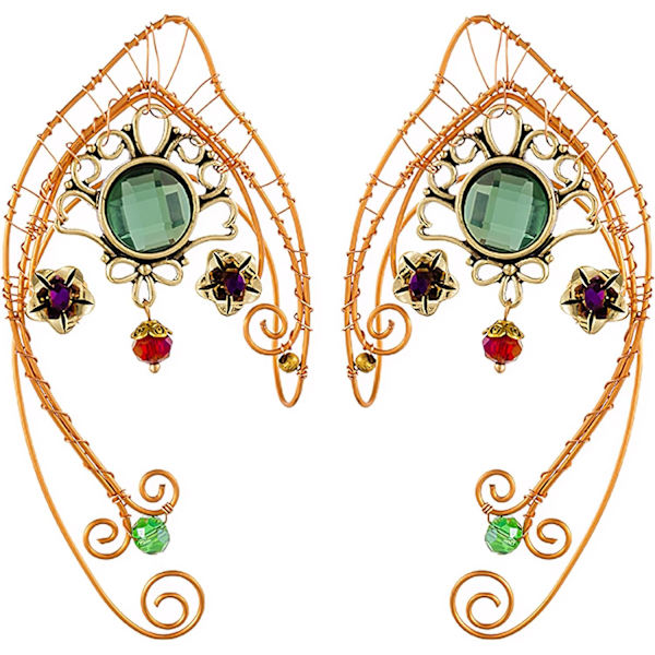 Elf Ear Cuffs, käsintehdyt keiju korvakorut värikkäällä strassi metallilangalla
