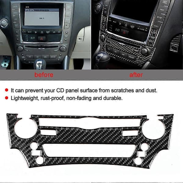 Bil kulfiber interiør CD panel ramme dækplade passer til Lexus IS250 300 350C 2006-2012