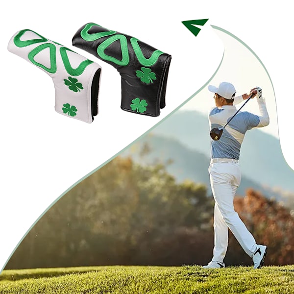 Udsøgt PU-læder Golfbold Putter Headcover med magnet white