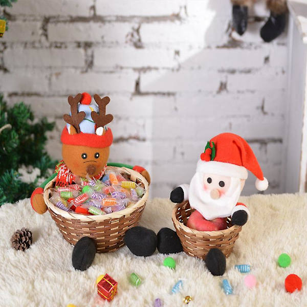 Halloween xmas julklappar dekoration santa snögubbe godis bambu korg dekoration 1904a??