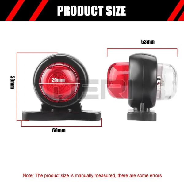 2 stk. Lastbil Trailer Lys LED Sidemarkeringslys Positionslys red yellow