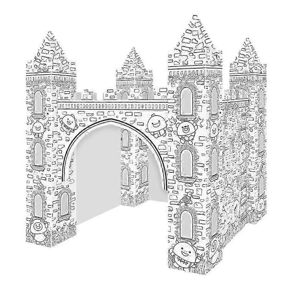 1 sæt papirfarvelægning 3D-slotmodel farvelægning DIY farvelægningspuslespil