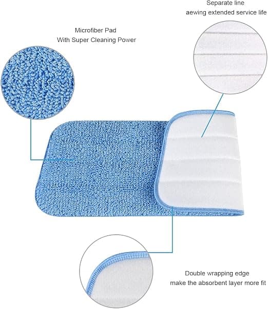 16.5\"x5.5\" (Blå) 6 stk Mopp Erstatningsputer Mikrofiber Spraymopp for Spraymopper